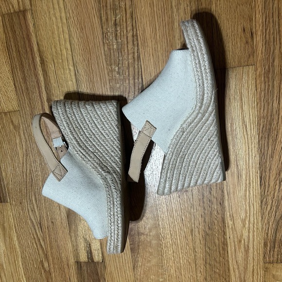 Toms Shoes - TOMS Women's Monica Wedge Sandal Cream Taupe Natural Hemp Leather Heel Size‎ 9.5